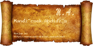 Manácsek Abdiás névjegykártya
